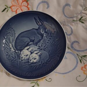 Blue Porcelain Rabbit Plate